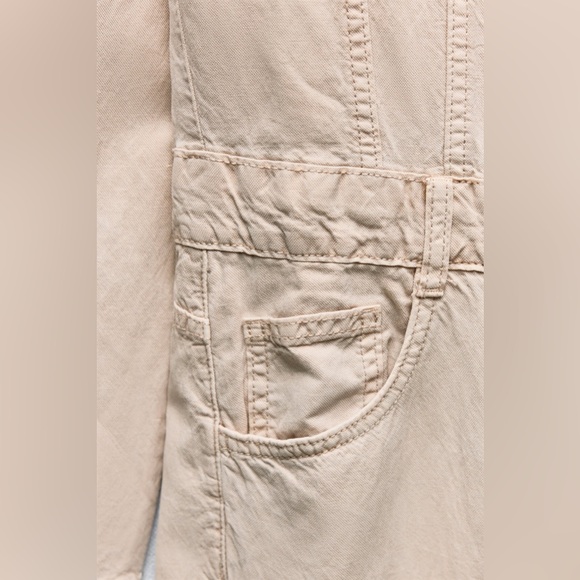 ZARA NWT LONG FLOWY LINEN BLEND JUMPSUIT - Picture 8 of 9